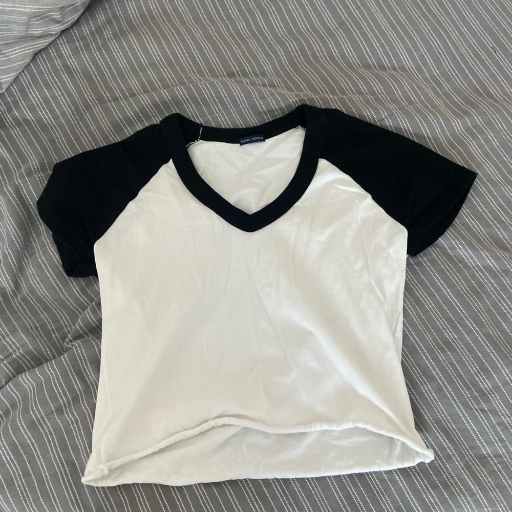 Black and White V-Neck T-Shirt